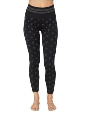 Spiritual Gangster Jacquard Sculpt Hearts Leggings M/L Black